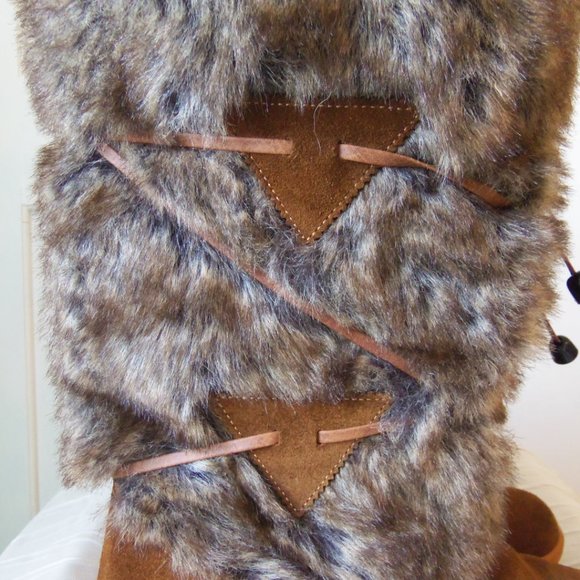 Oscar Sport Tall Brown Suede Boots With Faux Fur sz 37 - Picture 13 of 16